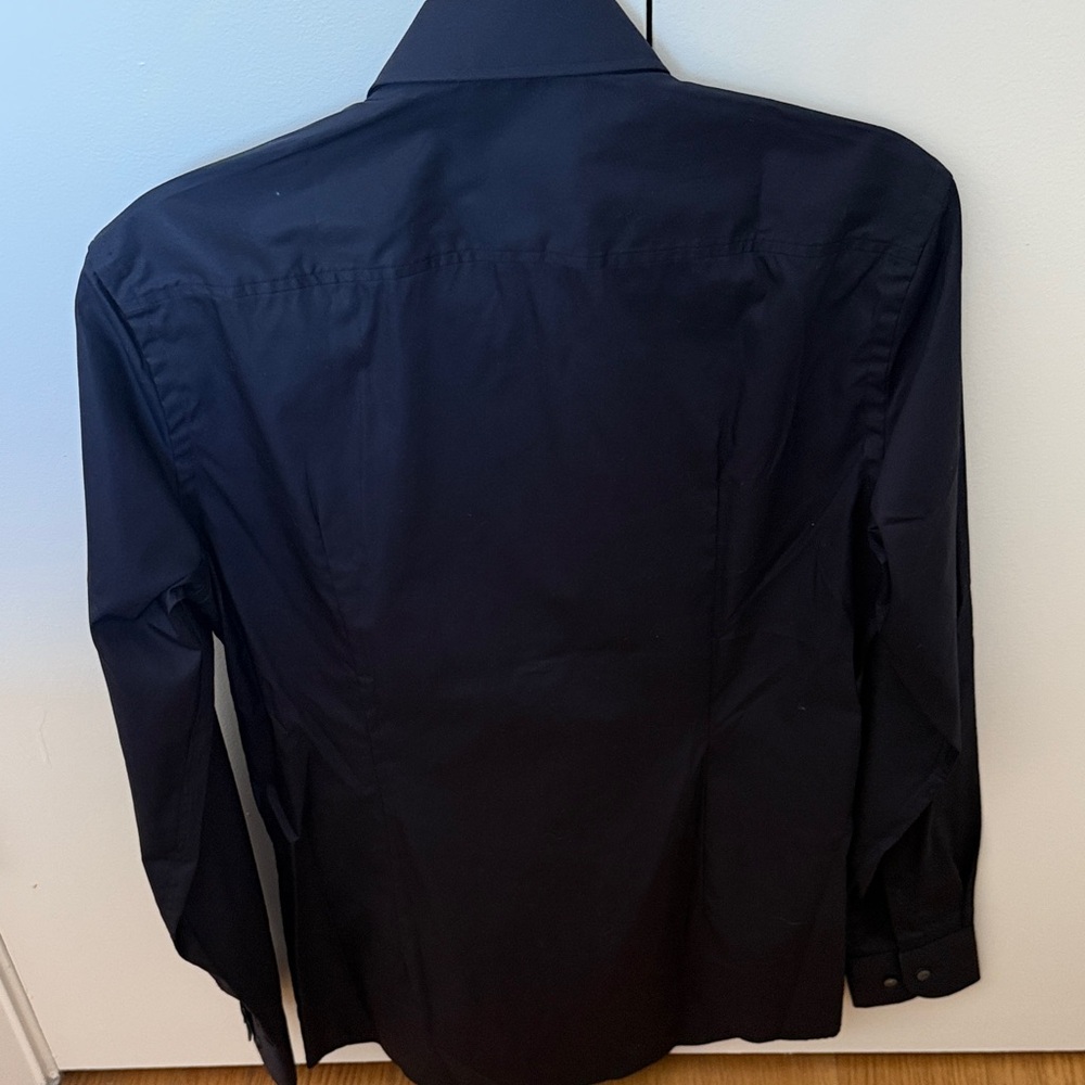 NWOT Hugo Boss Men's Black Dress Shirt Slim Fit, Easy Iton - Picture 2 of 7